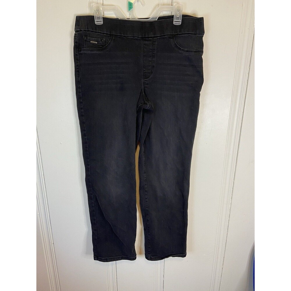 Nine West Heidi Pull On Straight Women's Jeans Size 14 Black Stretchy